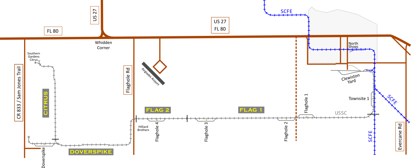 Map of USSC Western/Clewiston Division