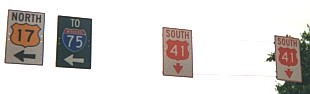 Overhead colored US 17 sign