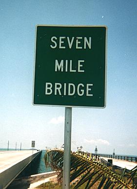 7 mile bridge marker sign