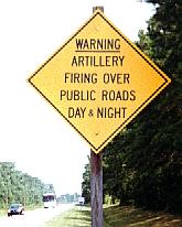 Artillery fire crossing road day and night