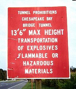 Chesapeake Bay Bridge-Tunnel prohibitions