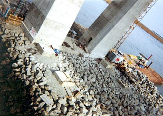 Pier island with concrete footings already poured