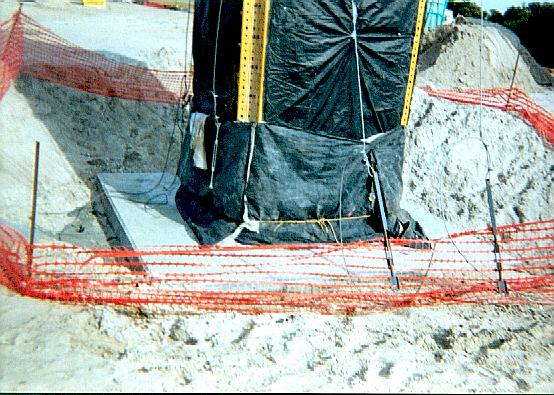 Base and footing of new pier on south mainland side