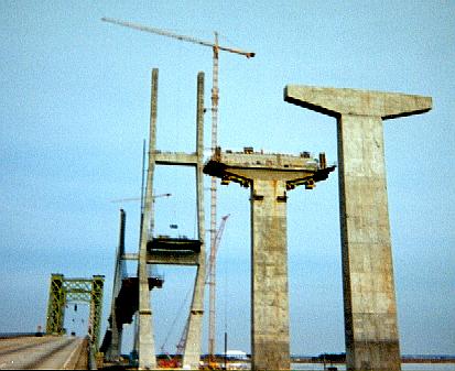 Looking north at empty piers and south tower