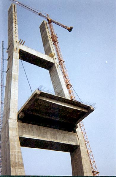 Beginnings of slab on cable tower