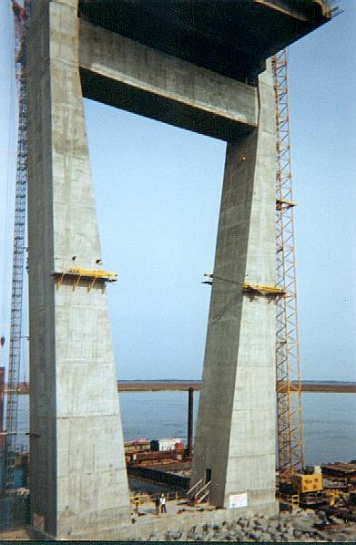 Island, pier, construction elevator