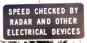 Speed checked by radar