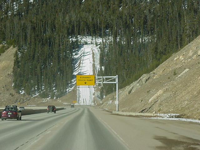 Runaway truck ramp and sign